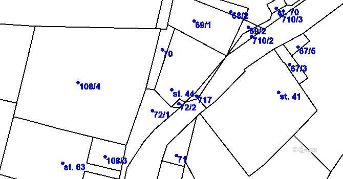 Parcela st. 44 v KÚ Šemanovice, Katastrální mapa