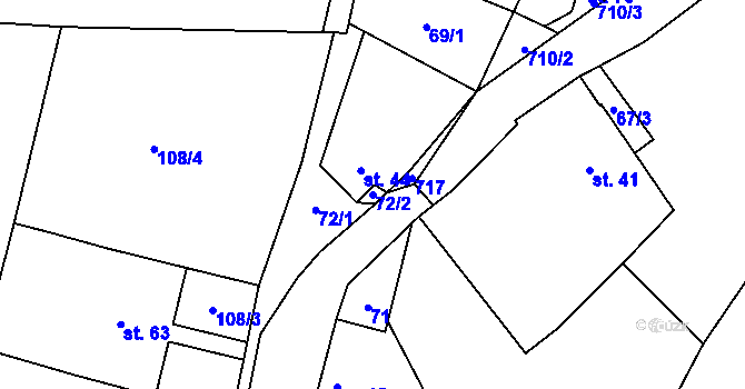 Parcela st. 72/2 v KÚ Šemanovice, Katastrální mapa