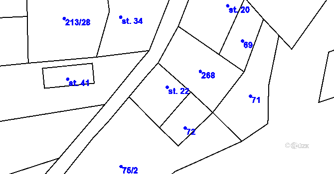 Parcela st. 22 v KÚ Truskavna, Katastrální mapa