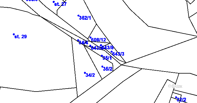 Parcela st. 643 v KÚ Březinka pod Bezdězem, Katastrální mapa