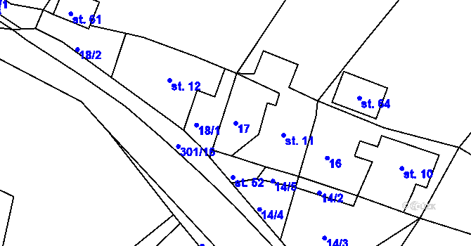 Parcela st. 17 v KÚ Březinky, Katastrální mapa