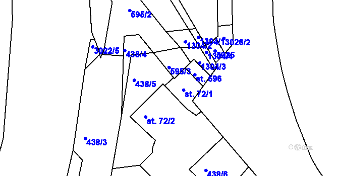 Parcela st. 72/1 v KÚ Březiny u Děčína, Katastrální mapa