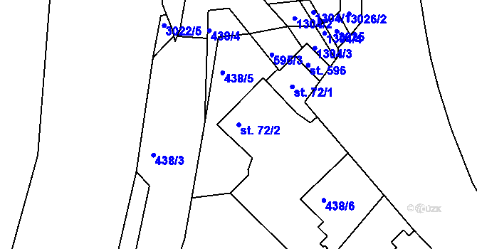 Parcela st. 72/2 v KÚ Březiny u Děčína, Katastrální mapa