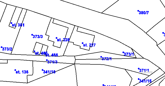 Parcela st. 227 v KÚ Březiny u Děčína, Katastrální mapa