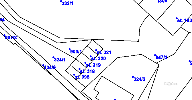 Parcela st. 321 v KÚ Březiny u Děčína, Katastrální mapa