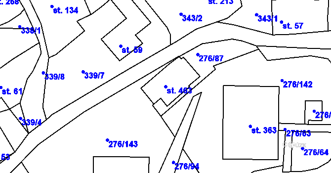 Parcela st. 463 v KÚ Březiny u Děčína, Katastrální mapa
