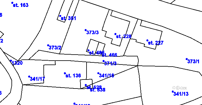 Parcela st. 466 v KÚ Březiny u Děčína, Katastrální mapa