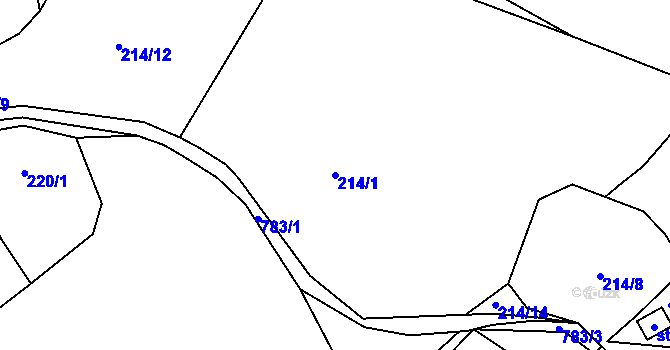Parcela st. 214/1 v KÚ Březiny u Děčína, Katastrální mapa