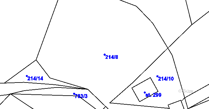 Parcela st. 214/8 v KÚ Březiny u Děčína, Katastrální mapa