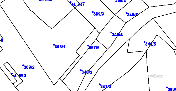 Parcela st. 367/6 v KÚ Březiny u Děčína, Katastrální mapa