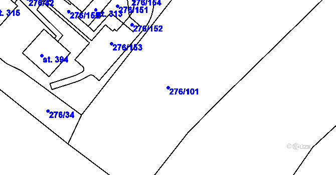 Parcela st. 276/101 v KÚ Březiny u Děčína, Katastrální mapa