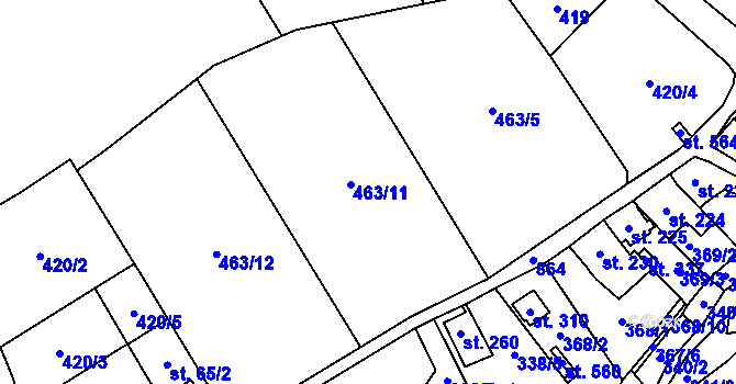 Parcela st. 463/5 v KÚ Březiny u Děčína, Katastrální mapa