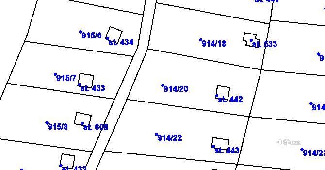Parcela st. 914/20 v KÚ Březiny u Děčína, Katastrální mapa
