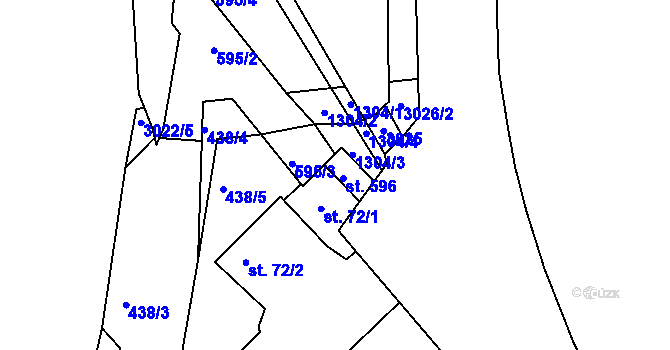 Parcela st. 596 v KÚ Březiny u Děčína, Katastrální mapa
