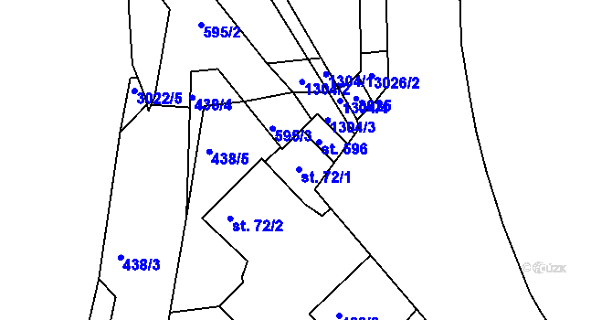 Parcela st. 598 v KÚ Březiny u Děčína, Katastrální mapa