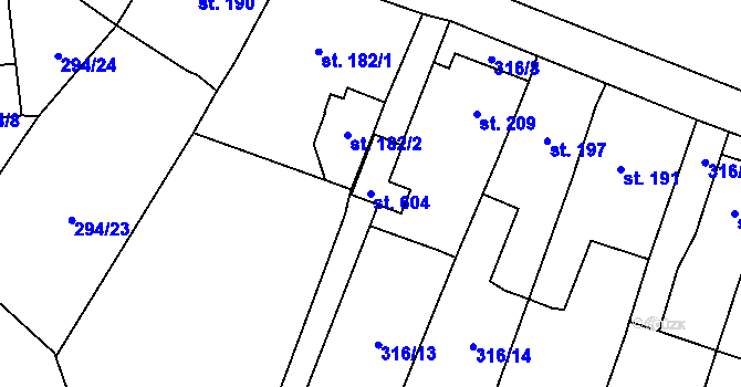 Parcela st. 604 v KÚ Březiny u Děčína, Katastrální mapa
