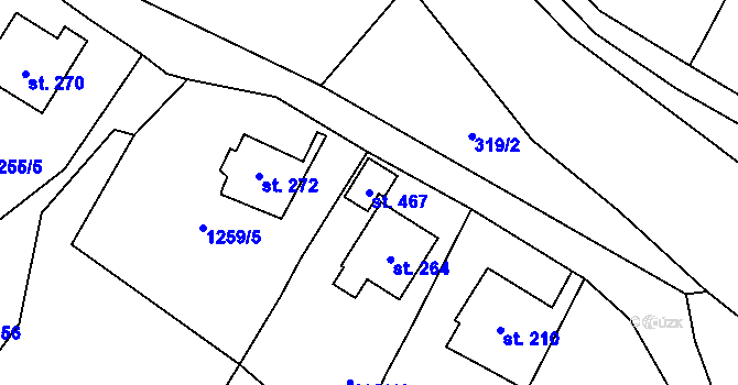 Parcela st. 467 v KÚ Březiny u Děčína, Katastrální mapa