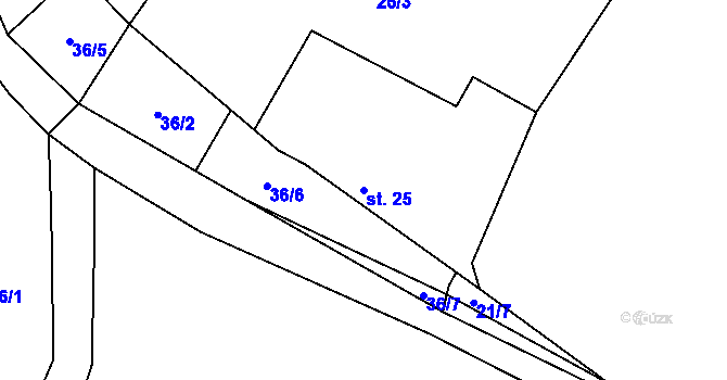 Parcela st. 25 v KÚ Chlum u Děčína, Katastrální mapa