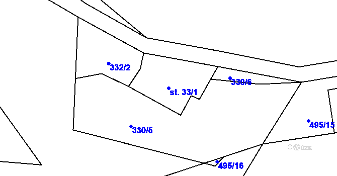 Parcela st. 33/1 v KÚ Chlum u Děčína, Katastrální mapa