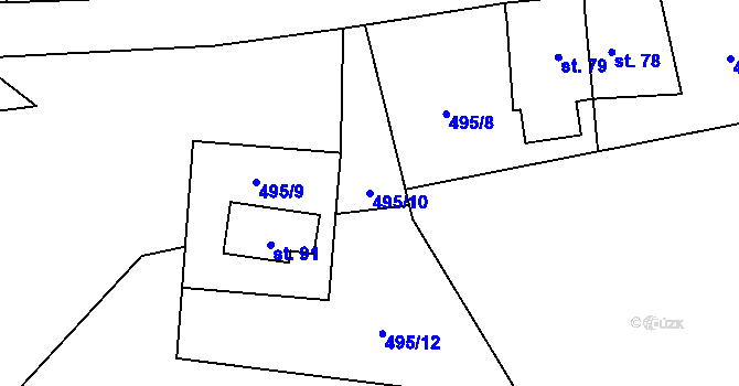 Parcela st. 495/10 v KÚ Chlum u Děčína, Katastrální mapa