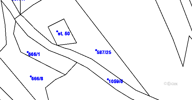 Parcela st. 587/25 v KÚ Chlum u Děčína, Katastrální mapa