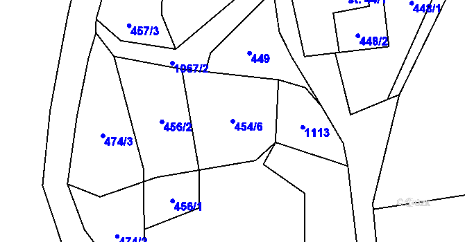 Parcela st. 454/6 v KÚ Chlum u Děčína, Katastrální mapa