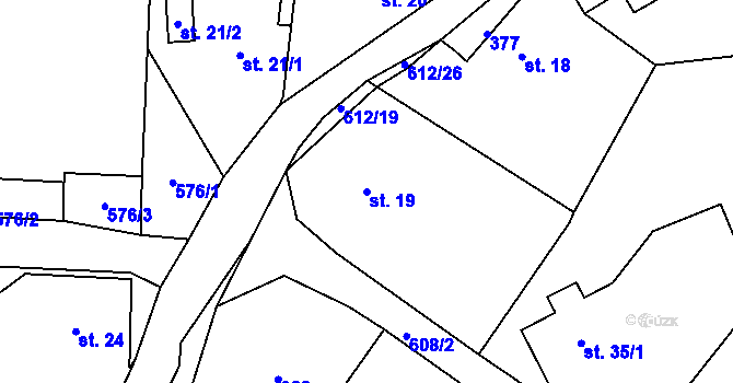 Parcela st. 19 v KÚ Folknáře, Katastrální mapa