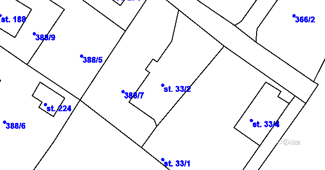 Parcela st. 33/2 v KÚ Folknáře, Katastrální mapa