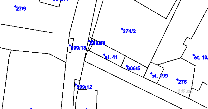 Parcela st. 41 v KÚ Folknáře, Katastrální mapa