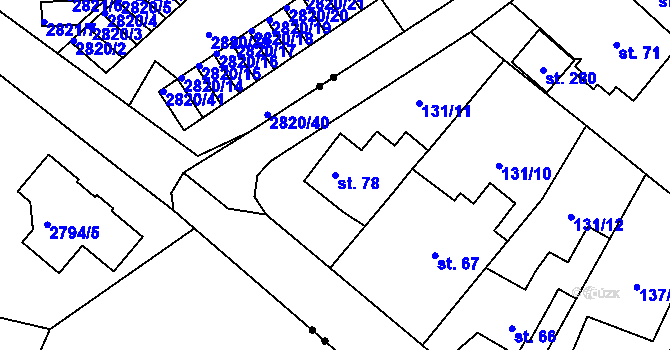 Parcela st. 78 v KÚ Folknáře, Katastrální mapa