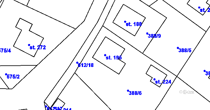 Parcela st. 195 v KÚ Folknáře, Katastrální mapa