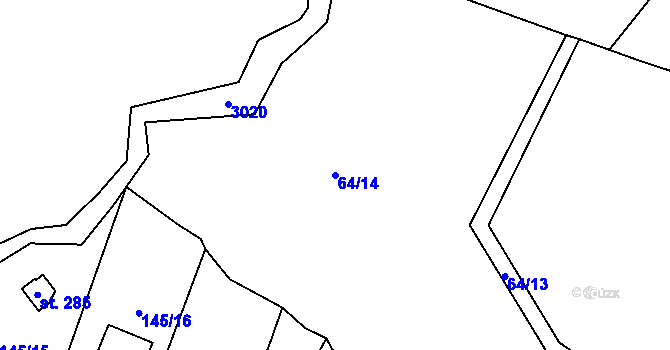 Parcela st. 64/14 v KÚ Folknáře, Katastrální mapa