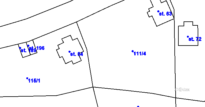 Parcela st. 111/2 v KÚ Folknáře, Katastrální mapa