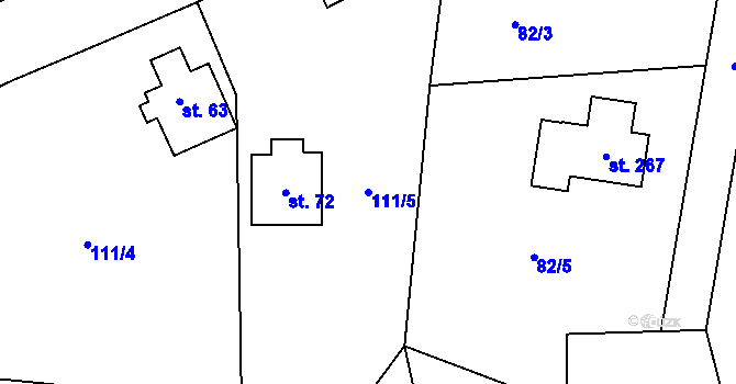 Parcela st. 111/5 v KÚ Folknáře, Katastrální mapa