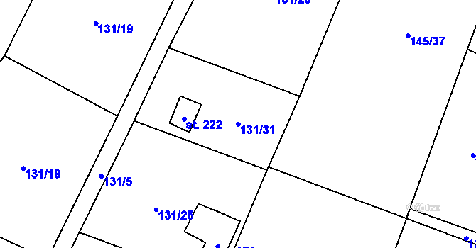 Parcela st. 131/31 v KÚ Folknáře, Katastrální mapa