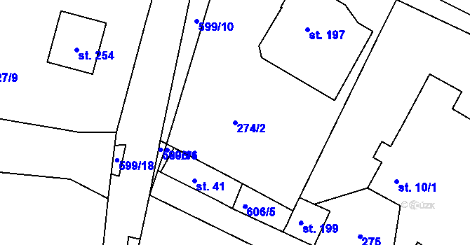 Parcela st. 274/2 v KÚ Folknáře, Katastrální mapa