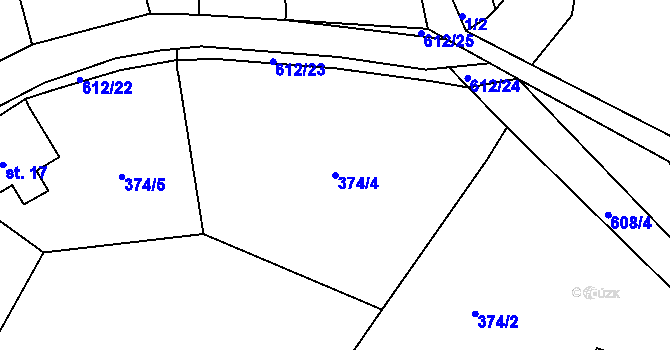 Parcela st. 374/4 v KÚ Folknáře, Katastrální mapa