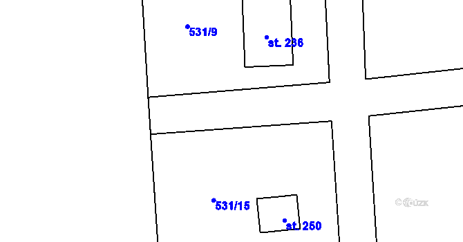 Parcela st. 531/21 v KÚ Folknáře, Katastrální mapa