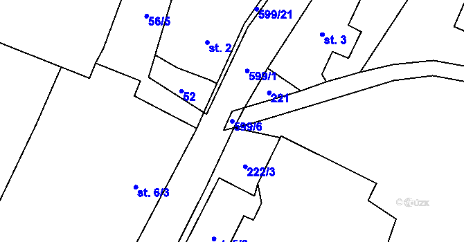 Parcela st. 599/6 v KÚ Folknáře, Katastrální mapa