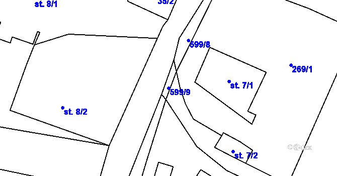 Parcela st. 599/9 v KÚ Folknáře, Katastrální mapa