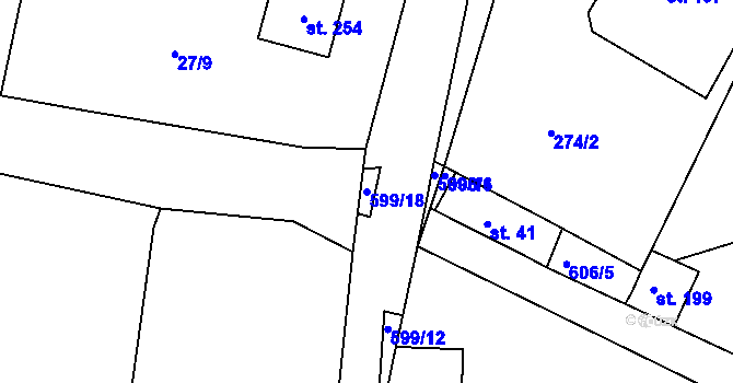 Parcela st. 599/18 v KÚ Folknáře, Katastrální mapa