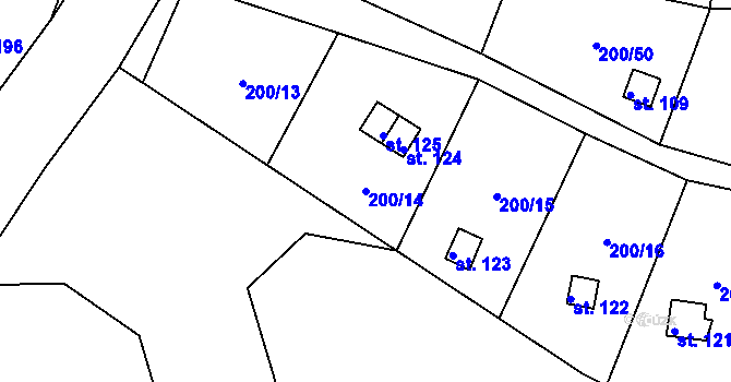 Parcela st. 200/14 v KÚ Folknáře, Katastrální mapa