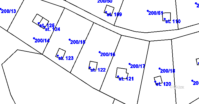 Parcela st. 200/16 v KÚ Folknáře, Katastrální mapa