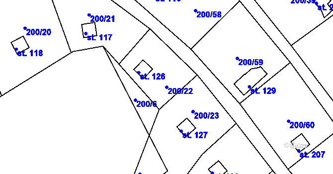 Parcela st. 200/22 v KÚ Folknáře, Katastrální mapa