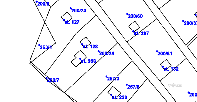 Parcela st. 200/24 v KÚ Folknáře, Katastrální mapa