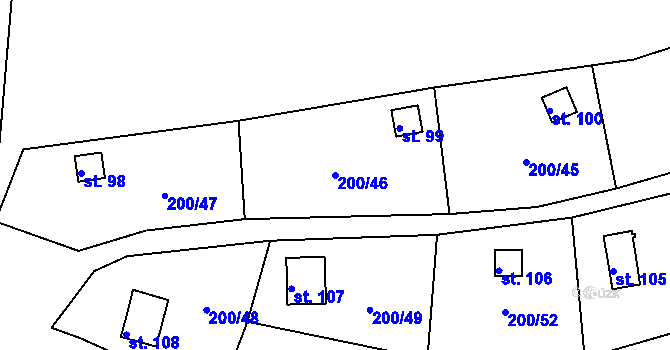 Parcela st. 200/46 v KÚ Folknáře, Katastrální mapa