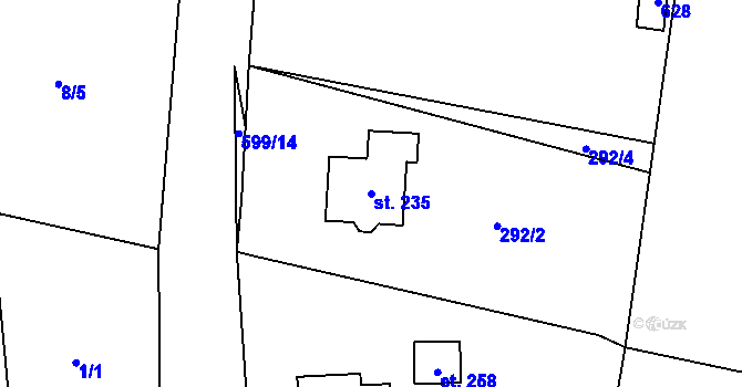 Parcela st. 235 v KÚ Folknáře, Katastrální mapa