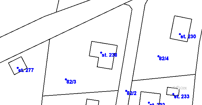 Parcela st. 238 v KÚ Folknáře, Katastrální mapa