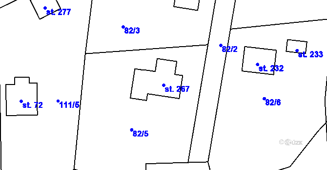 Parcela st. 267 v KÚ Folknáře, Katastrální mapa