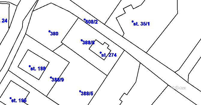 Parcela st. 274 v KÚ Folknáře, Katastrální mapa